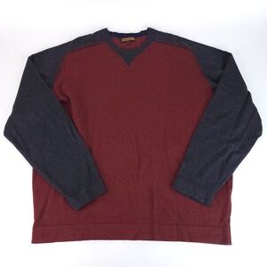 Lenor Romano‎ Sweater Mens Extra Large Raglan Dark Red Cut and Sew Gray Sleeves